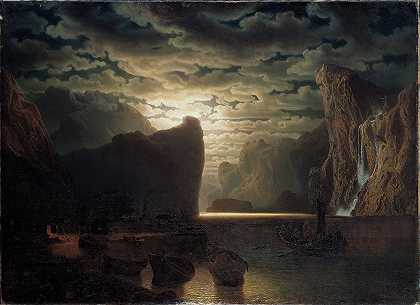 马库斯·拉森《月光下的挪威峡湾》