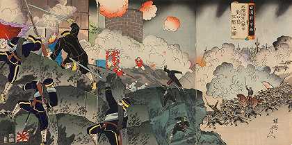 《中日战争插图：我军和海军以巨大力量进攻柳公岛》