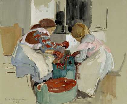 埃罗·杰内费尔特的“两个女孩染色织物”
