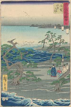 AndōHiroshige的《松树群，一个海湾》