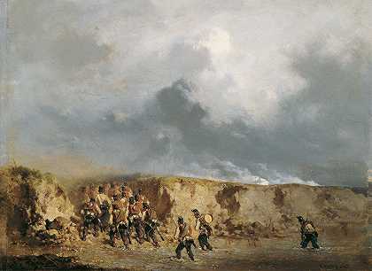奥古斯特·冯·佩滕科芬（August von Pettenkofen）的《奥地利士兵穿越福特》