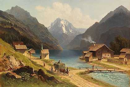 卡尔·普雷斯特尔（Carl Prestele）的《蒂罗尔的阿钦西之家》（Sixenhof am Achensee in Tirol）