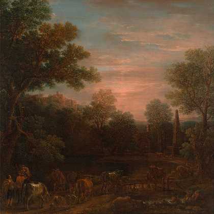 约翰·伍顿的《古典风景：夜晚》