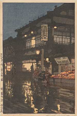 吉田弘的《夜雨后的Kagurazaka街》