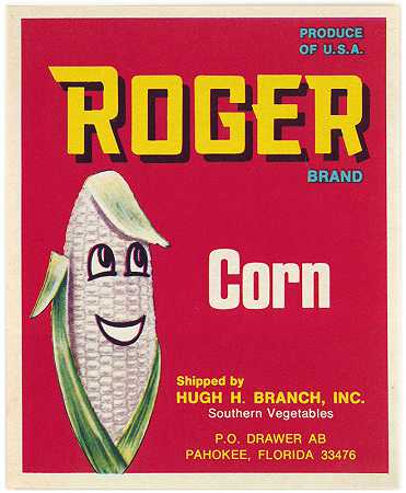 “罗杰品牌玉米标签”