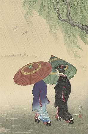 《雨中的两个女人》作者：Ohara Koson