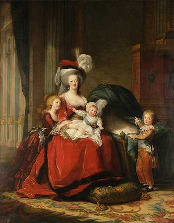 法国女王玛丽·安托瓦内特·德洛林·哈布斯堡和她的孩子们