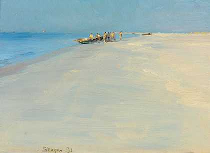 Peder Severin Krøyer的《斯卡根海滩上的渔民》