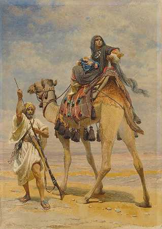 卡尔·哈格的《骆驼上的贝都因女人》