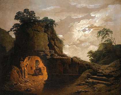 德比的约瑟夫·赖特的《月光下的维吉尔墓》