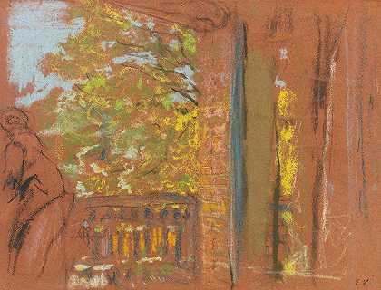 “埃杜亚德·武伊拉德（Edward Vuillard）创作的秃鹫Genèts妓院的阳台