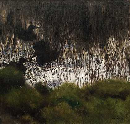 Bruno Liljefors的《芦苇里的野鸭》