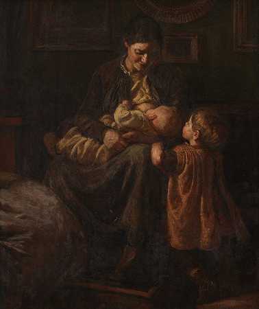 Joakim Skovgaard的《艺术家的妻子和两个孩子》
