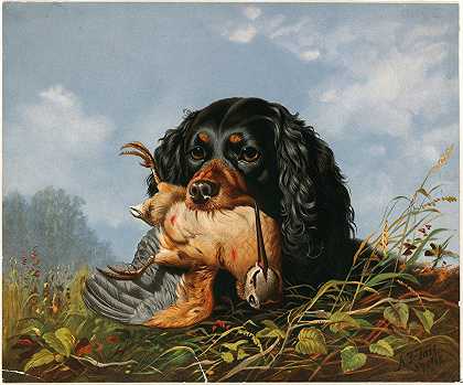 阿瑟·菲茨威廉·泰特的《猎犬与伍德考克》
