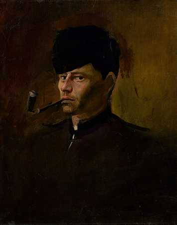 Ladislav Mednyánszky的《带烟斗的皮草帽舞娘》