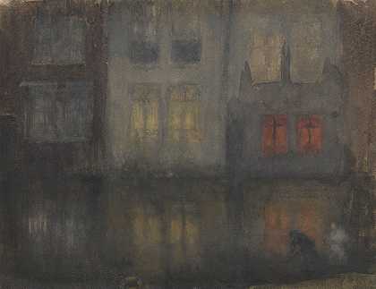 詹姆斯·阿博特·麦克尼尔·惠斯勒的《夜曲：荷兰黑红后运河》