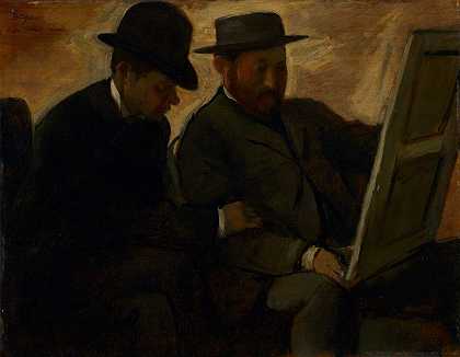 “保罗·拉方德和阿尔方斯·切尔菲尔斯审查埃德加·德加的一幅画