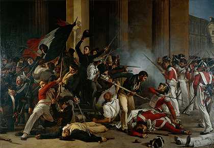1830年7月29日攻占卢浮宫杀害瑞士卫兵。