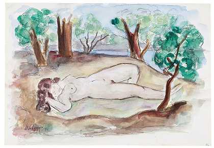 “赤身裸体躺在圣特罗佩斯的风景中