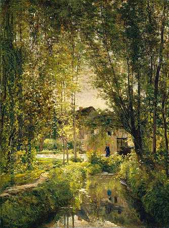 Charles François Daubigny的《阳光溪流风景》