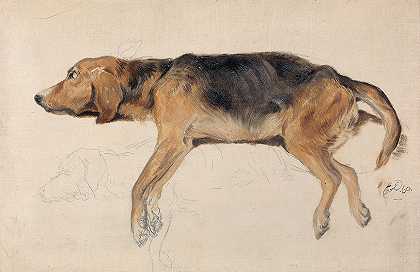 埃德温·亨利·兰瑟爵士的《狗躺下的研究》