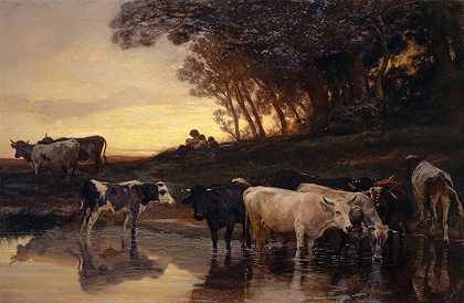 约翰·鲁道夫·科勒的《浇水处的奶牛》