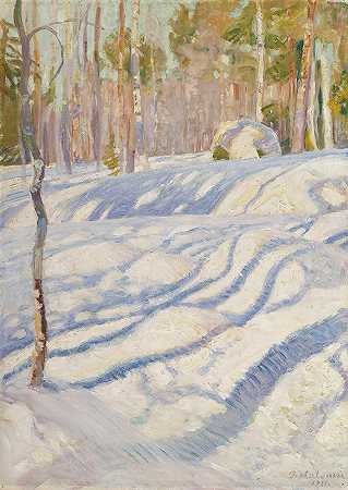 Pekka Halonen的《阳光明媚的冬季风景》