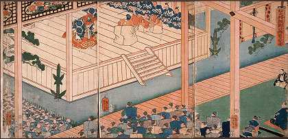 “右领主的将军Yoritomo视察了由月冈芳年制作的一场特别的Nō表演