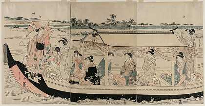 Chōbunsai Eishi的《Sumida河上游船上的女人》