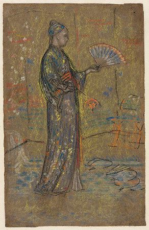 詹姆斯·阿博特·麦克尼尔·惠斯勒的《日本女人画扇子》