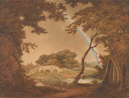 德比的约瑟夫·赖特的《彩虹风景，切斯特菲尔德附近的风景》