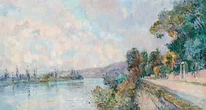 “塞纳河和迪耶普代尔山坡，由阿尔伯特·勒堡在鲁昂附近拍摄