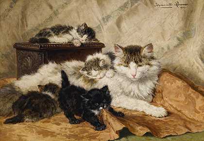 亨利·罗纳·克尼普的《母亲和她的小猫》