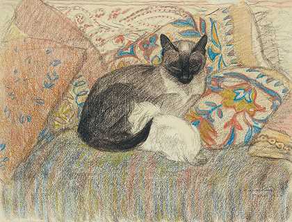 Théophile Alexandre Steinlen的《猫和她的小猫》
