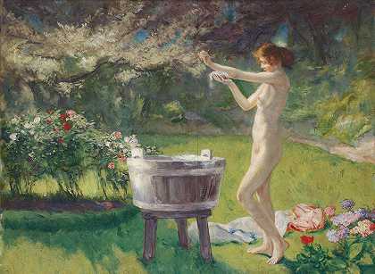 查尔斯·赫尔曼的《花园里的沐浴》