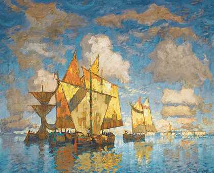 康斯坦丁·伊万诺维奇·戈尔巴托夫《威尼斯泻湖中的渔船》