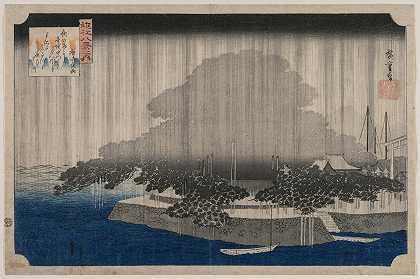 《卡拉崎的夜雨》，摘自AndōHiroshige的《Ōmi的八景》系列