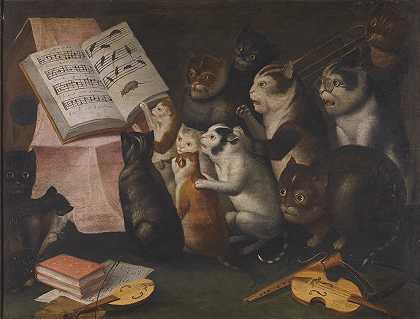弗拉芒学校的“猫咪们在做音乐和唱歌”