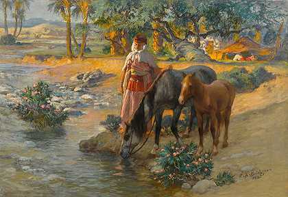 弗雷德里克·阿瑟·布里奇曼的《给马浇水》