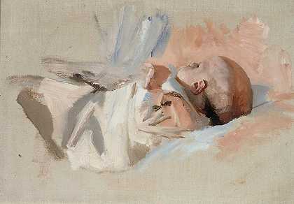“睡着的孩子，阿尔伯特·埃德尔费尔特为画圣诞早晨而作的素描
