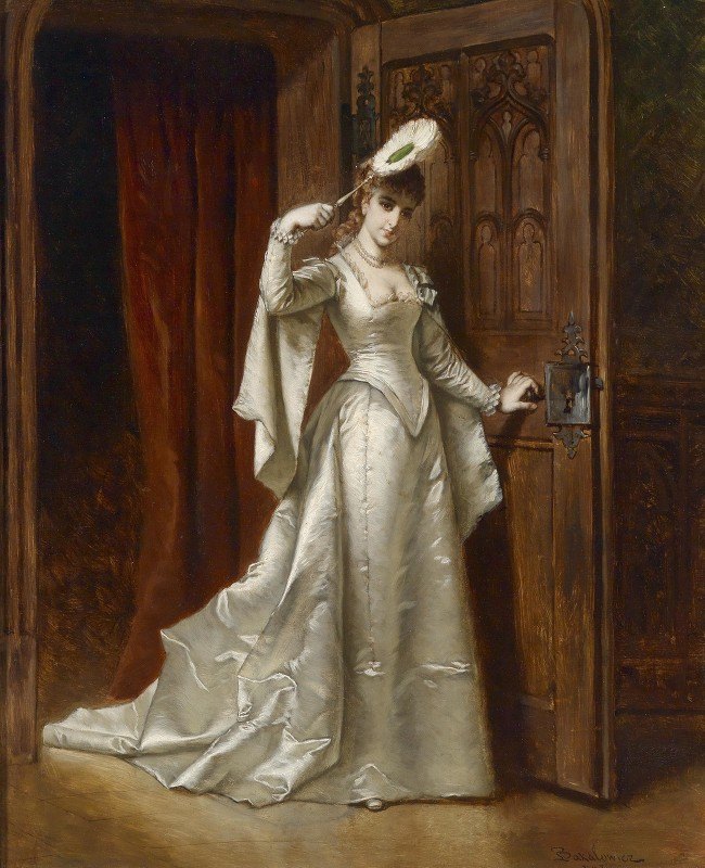Ladislaus Bakalowicz的“优雅的白缎裙女士”