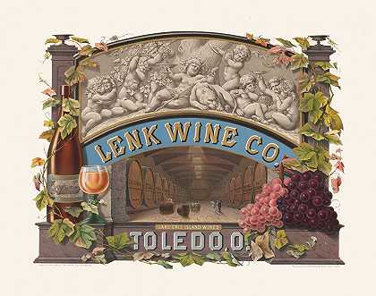 “Lenk葡萄酒，伊利湖岛葡萄酒，托莱多，O.”。
