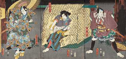 Utagawa Kunisada（Toyokuni III）饰演的吉田野松香、Ōtomo Hitachinosuke和Yakko Kajihira