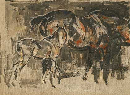 约瑟夫·克雷沃尔的《马驹与马驹》