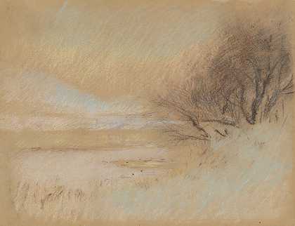 Ladislav Mednyánszky的《冬季河流风景》