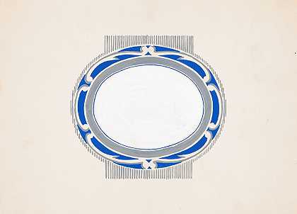 温诺德·赖斯绘制的椭圆形奖章和“Ruppert Beer”蓝色和银色标志草图