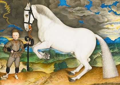 布拉格学校的《一匹驯养的马，由穿着华丽的新郎牵着，在暴风雨中》