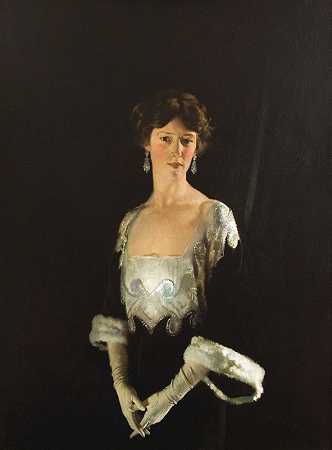威廉·奥本《玫瑰肖像，第四任海德堡侯爵夫人》