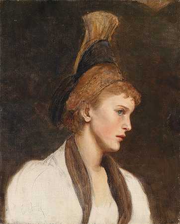 爱德华·维思（Eduard Veith）的《戴着金色头巾的侧面女人》