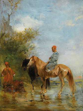 《河边的骑兵》作者：Eugène Fromentin